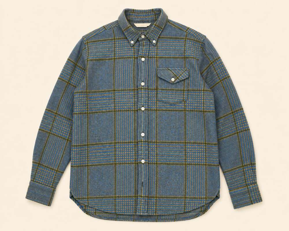 Vintage Woolrich Plaid Heavyweight Flannel Shirt XL Blue Green Outdoor